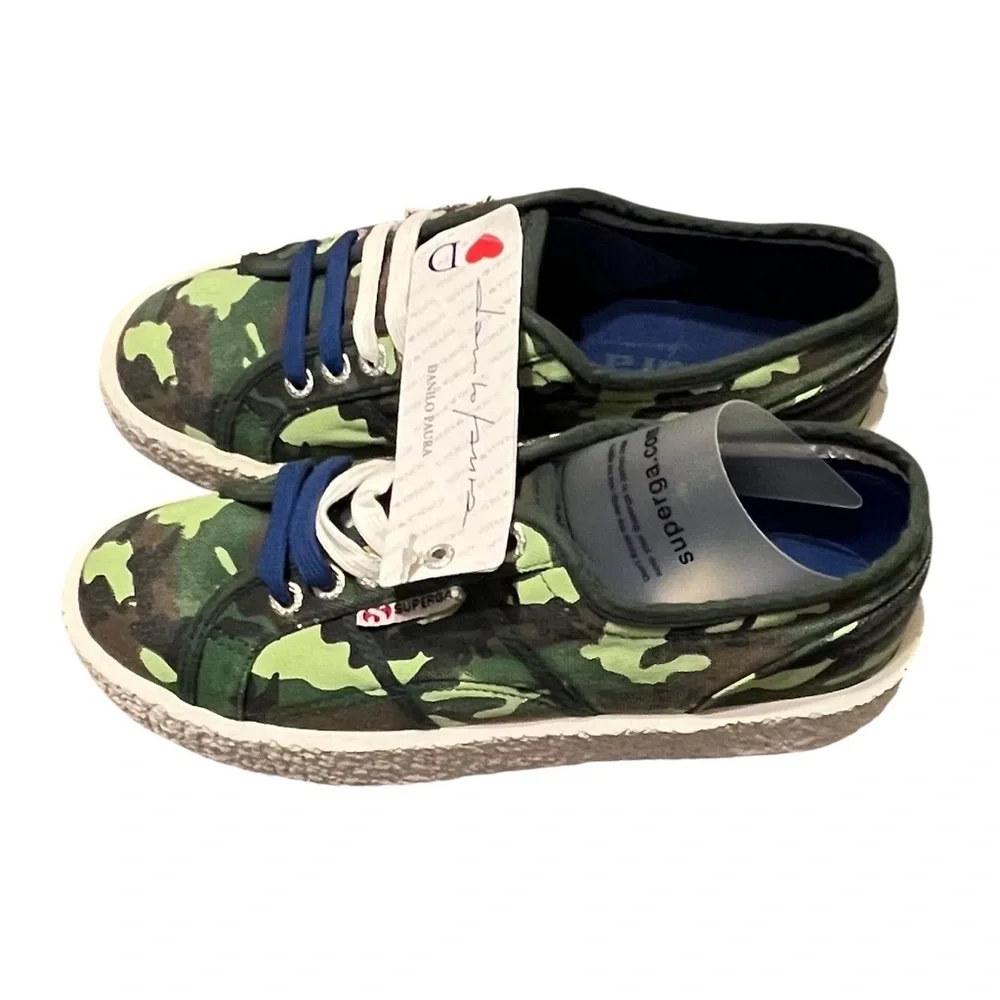 NIB Superga Women's Size 7 1/2 Camo Dark Green‎ Sneaker 2750 Cotcamou Mega Paura